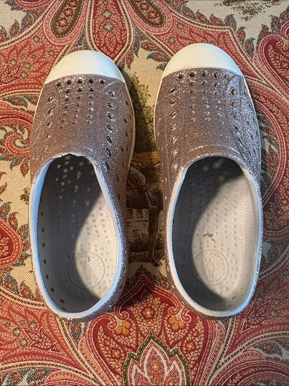 Native Kids Slip-On Glitter Sneakers in Rose Gold, size 12c Very clean!